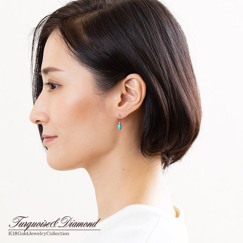 K18WG ターコイズ＆ダイヤモンド ピアス_10