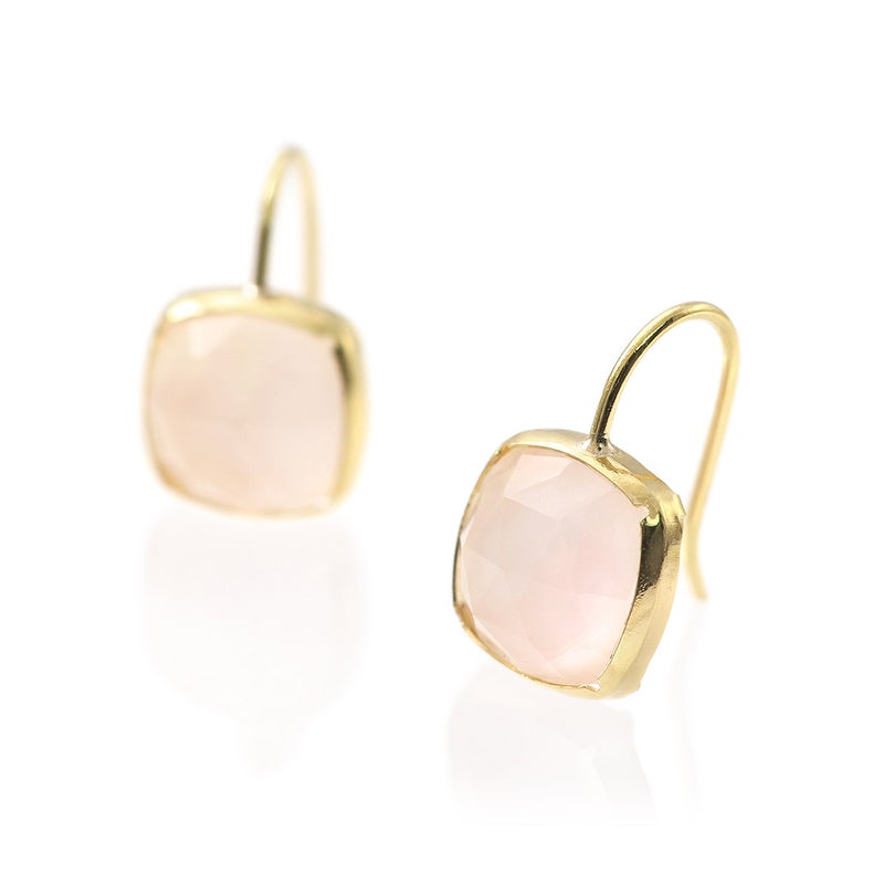 K18YG ピンクオパール＆クォーツ ダブレットピアス 10月誕生石_03