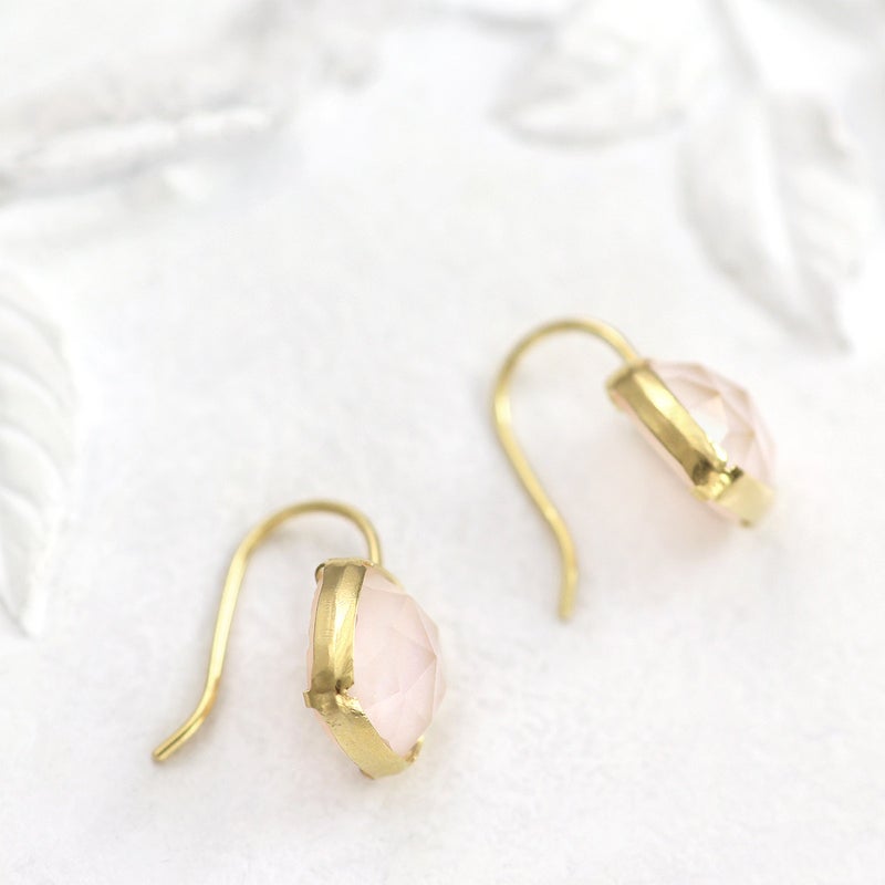 K18YG ピンクオパール＆クォーツ ダブレットピアス 10月誕生石_09