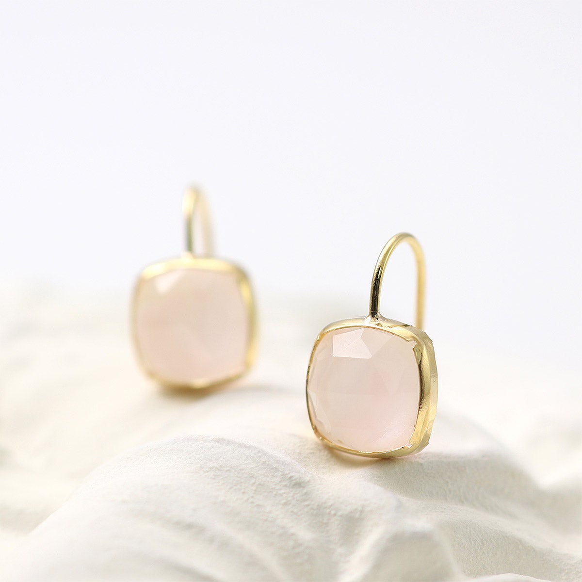 K18YG ピンクオパール＆クォーツ ダブレットピアス 10月誕生石_10