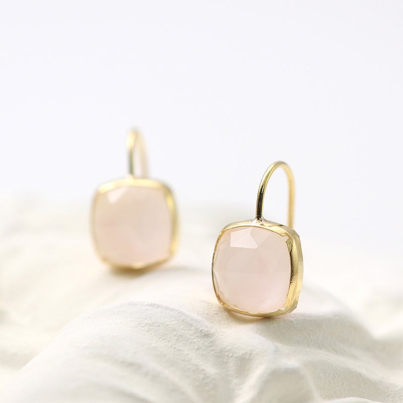 K18YG ピンクオパール＆クォーツ ダブレットピアス 10月誕生石_10