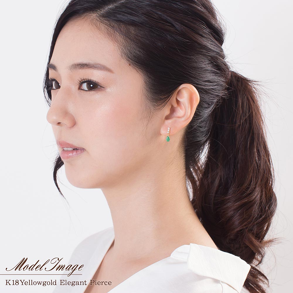 K18YG エメラルド＆ホワイトサファイア ピアス 9月誕生石_09