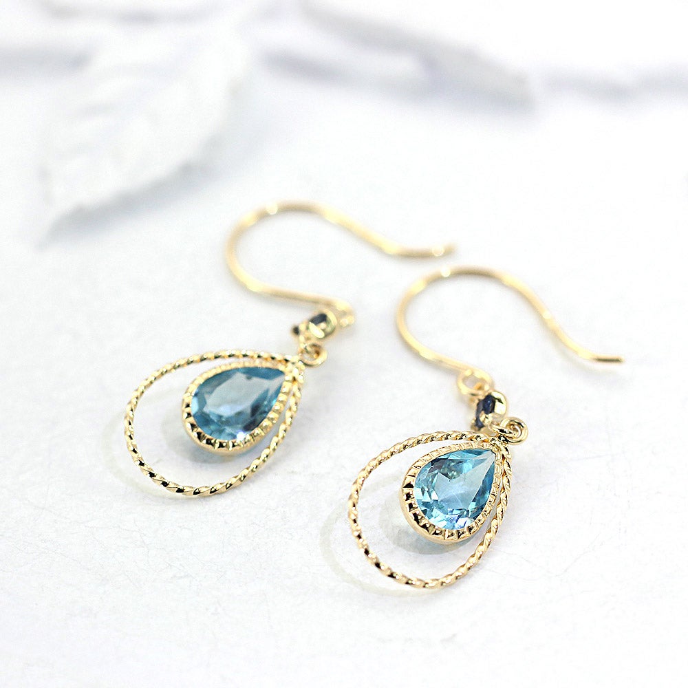 K18YG ブルートパーズ&サファイア ピアス 9月の誕生石_02