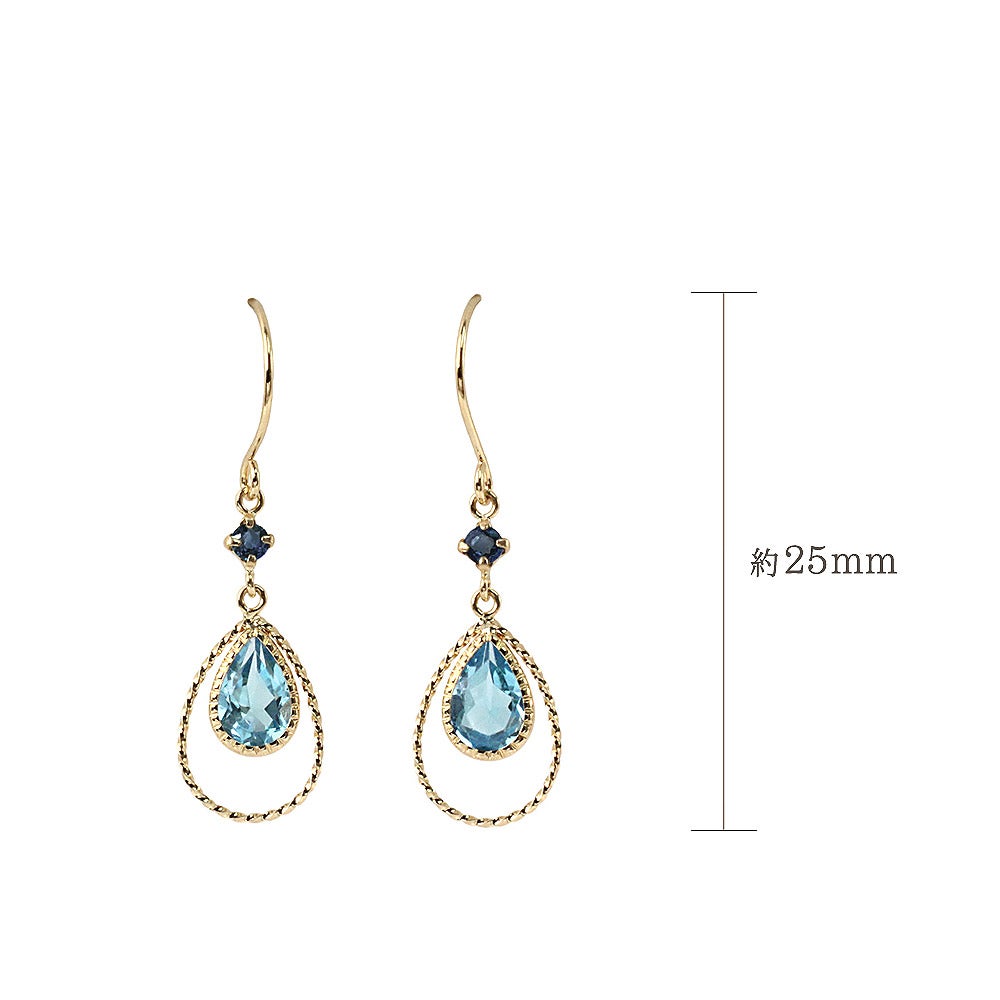 K18YG ブルートパーズ&サファイア ピアス 9月の誕生石_04