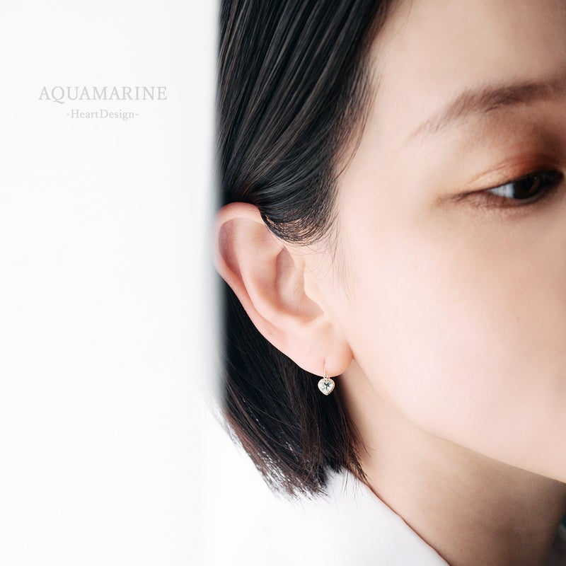 K18 アクアマリン ハート フックピアス_05