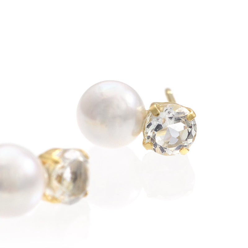 K18YG アコヤ真珠＆ホワイトトパーズ ピアス 11月誕生石_03