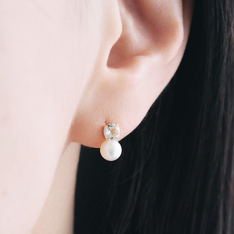 K18YG アコヤ真珠＆ホワイトトパーズ ピアス 11月誕生石_05