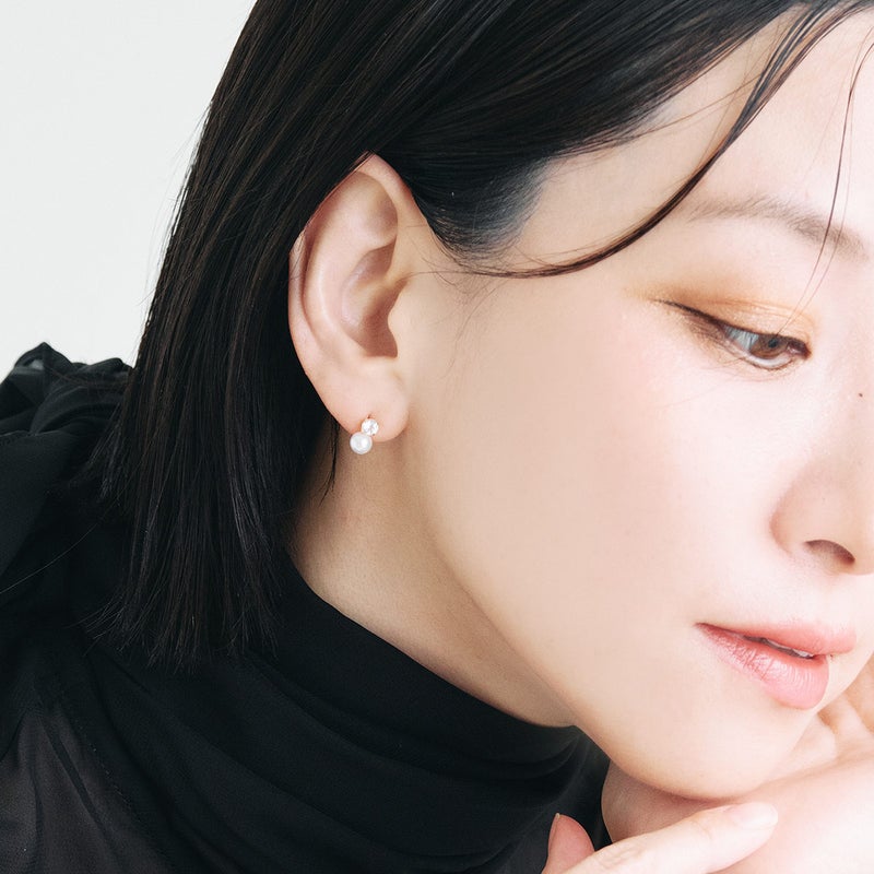 K18YG アコヤ真珠＆ホワイトトパーズ ピアス 11月誕生石_09