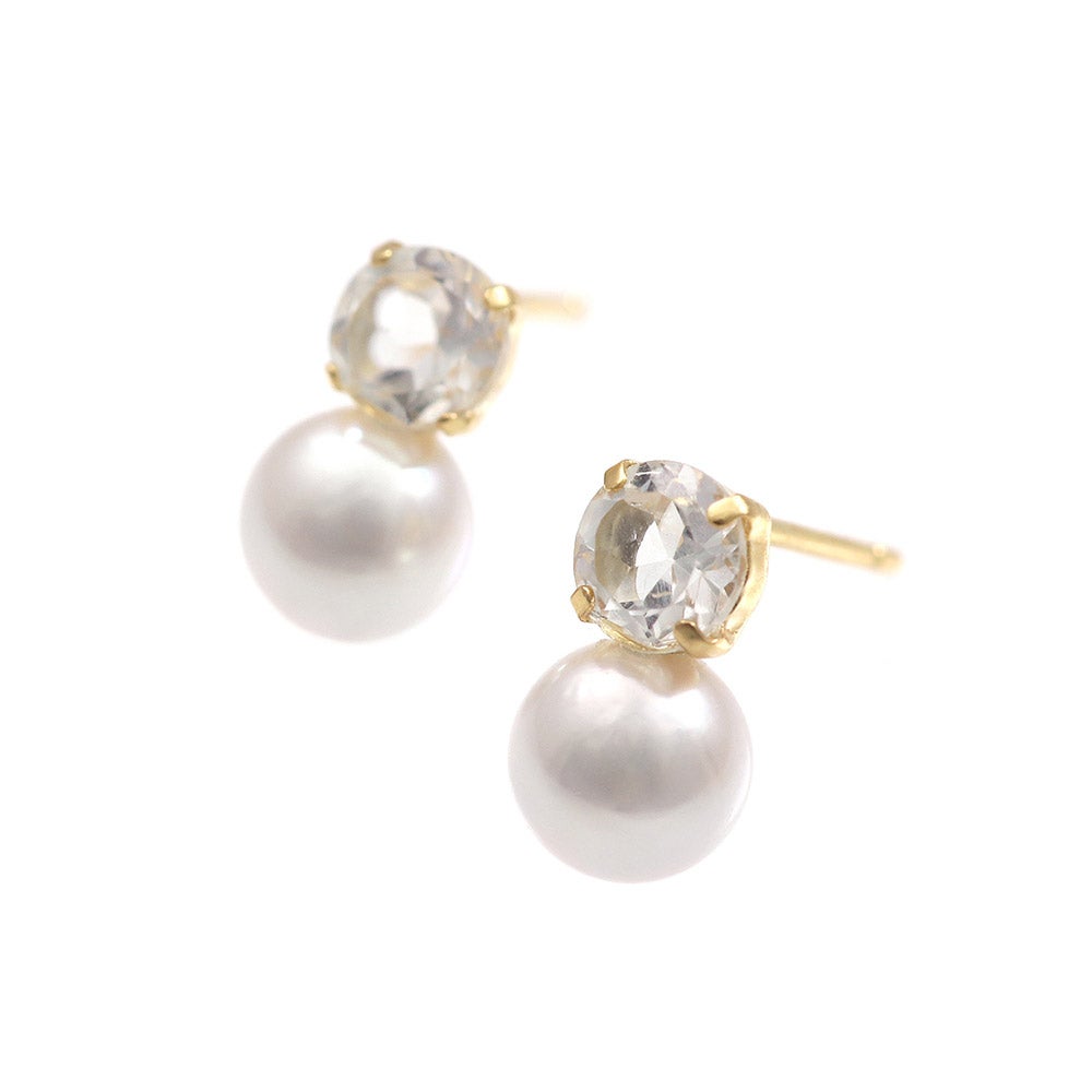 K18YG アコヤ真珠＆ホワイトトパーズ ピアス 11月誕生石_10