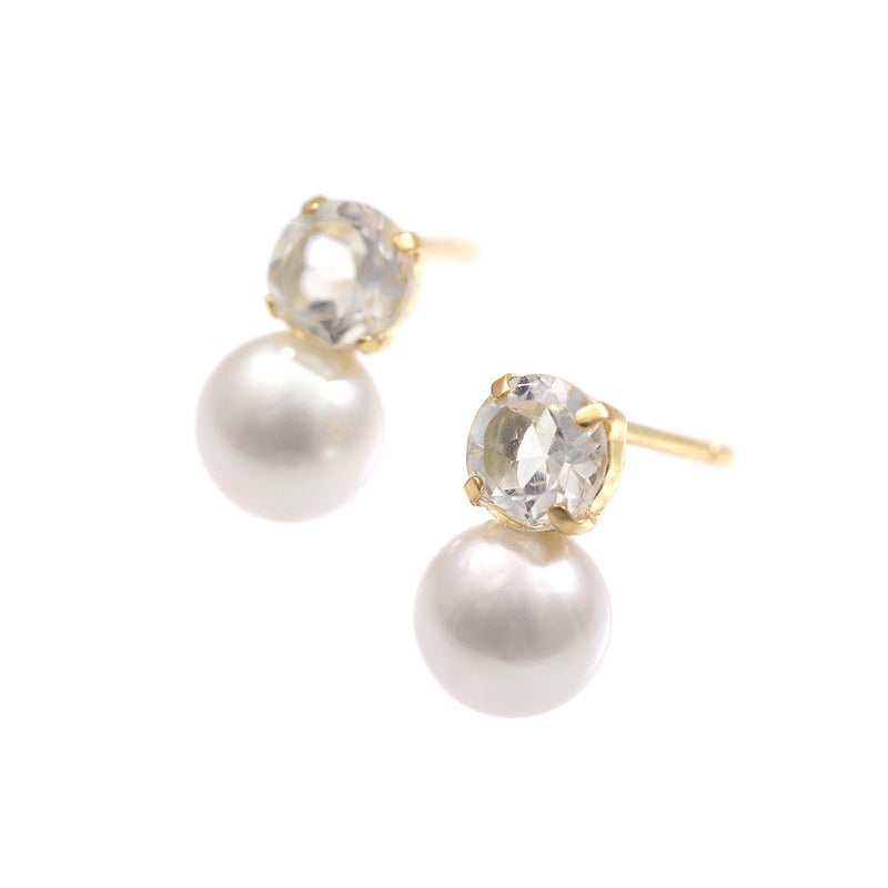 K18YG アコヤ真珠＆ホワイトトパーズ ピアス 11月誕生石_10