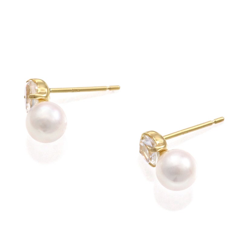 K18YG アコヤ真珠＆ホワイトトパーズ ピアス 11月誕生石_12