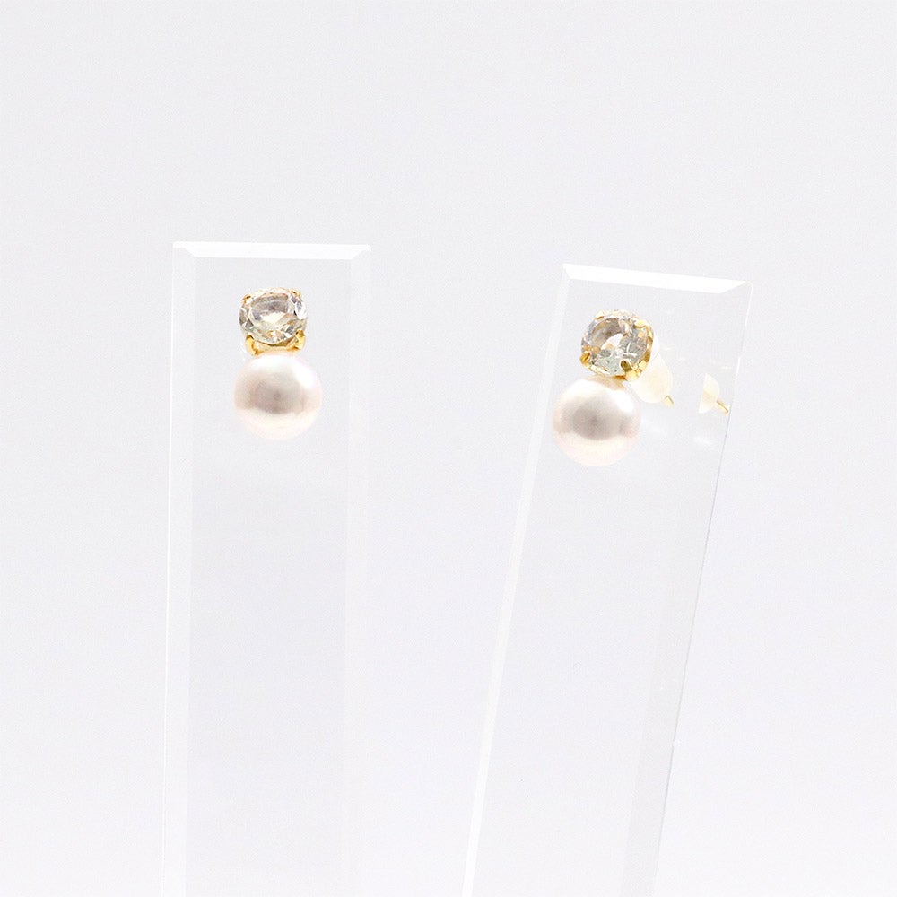 K18YG アコヤ真珠＆ホワイトトパーズ ピアス 11月誕生石_14