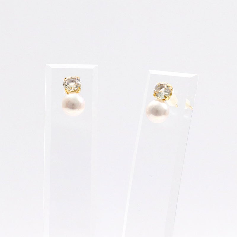 K18YG アコヤ真珠＆ホワイトトパーズ ピアス 11月誕生石_14