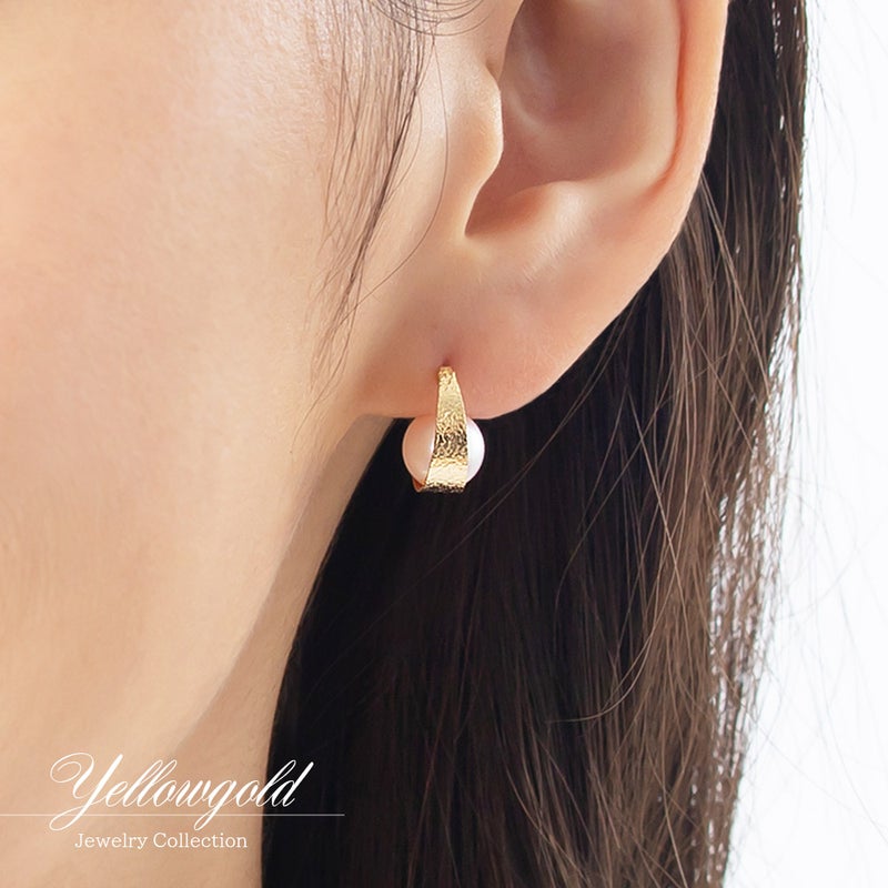 K18YG あこや真珠 フープピアス_05