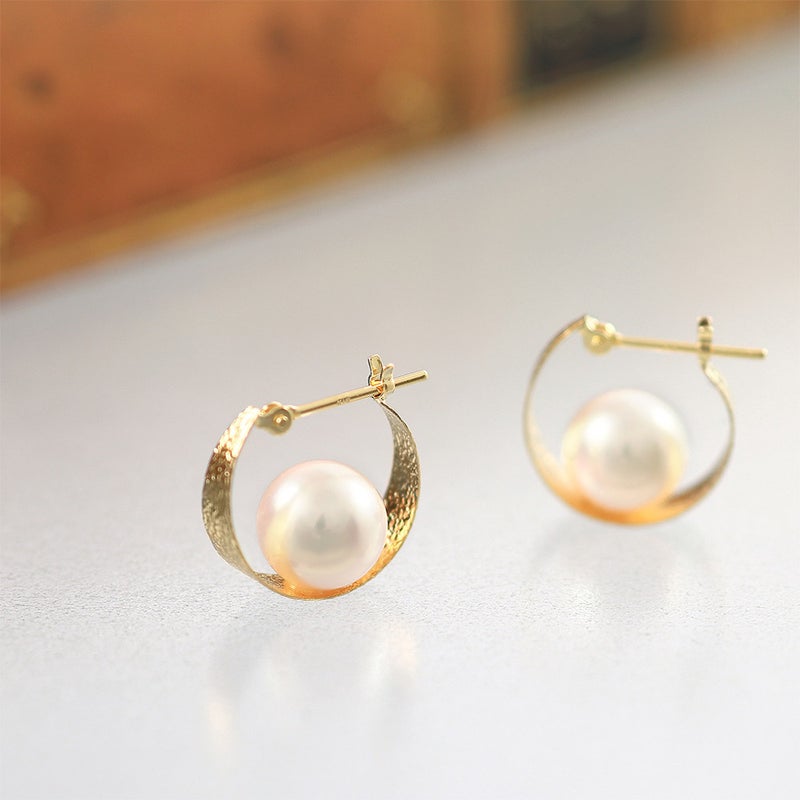 K18YG あこや真珠 フープピアス_09