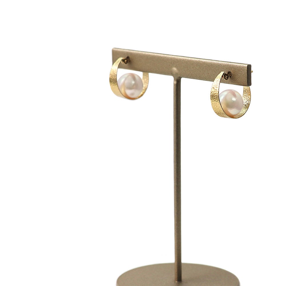 K18YG あこや真珠 フープピアス_10