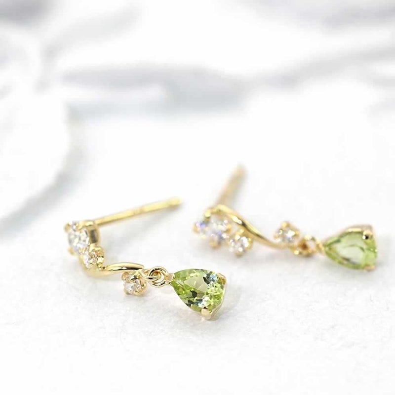 K18YG ペリドット ティアドロップピアス_02