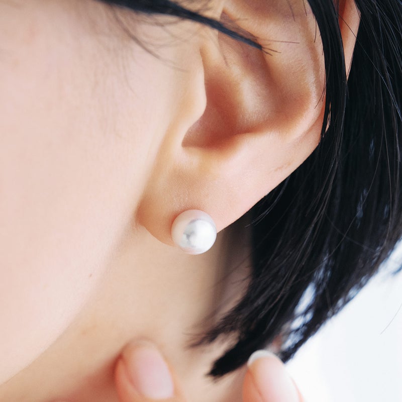 K18WG アコヤ真珠 約8.5-9mm 一粒ピアス（両耳用）_05