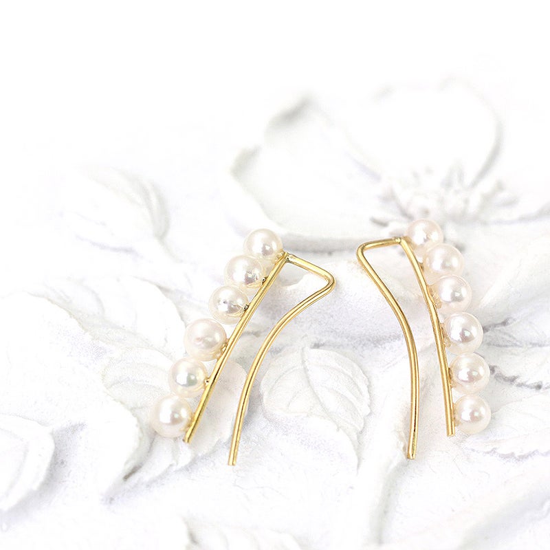 K18YG アコヤ真珠 6連 イヤークライマーピアス_02