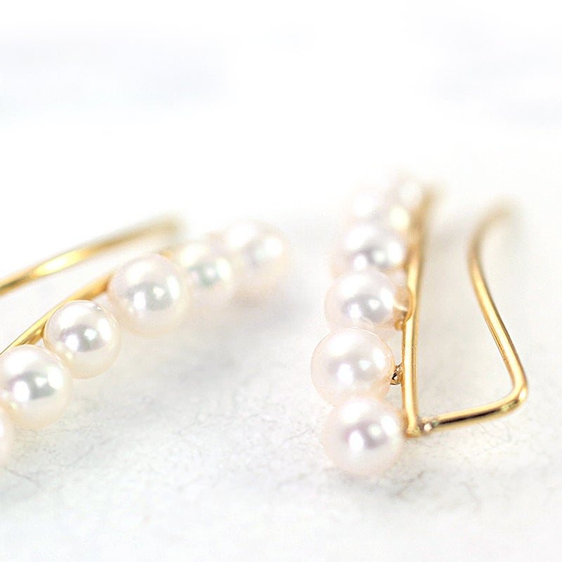 K18YG アコヤ真珠 6連 イヤークライマーピアス_03