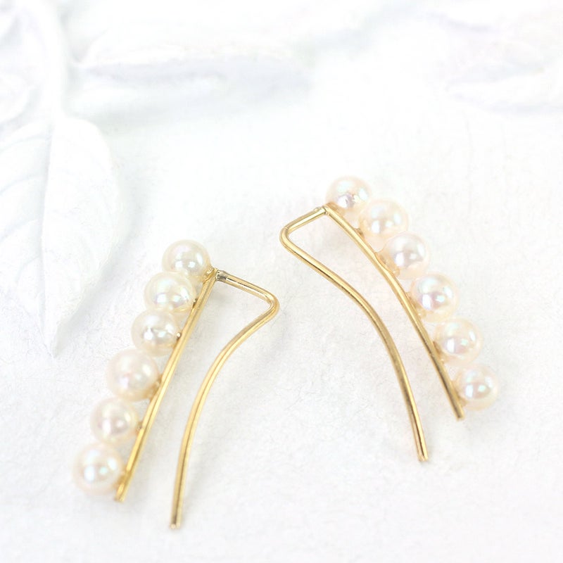 K18YG アコヤ真珠 6連 イヤークライマーピアス_09