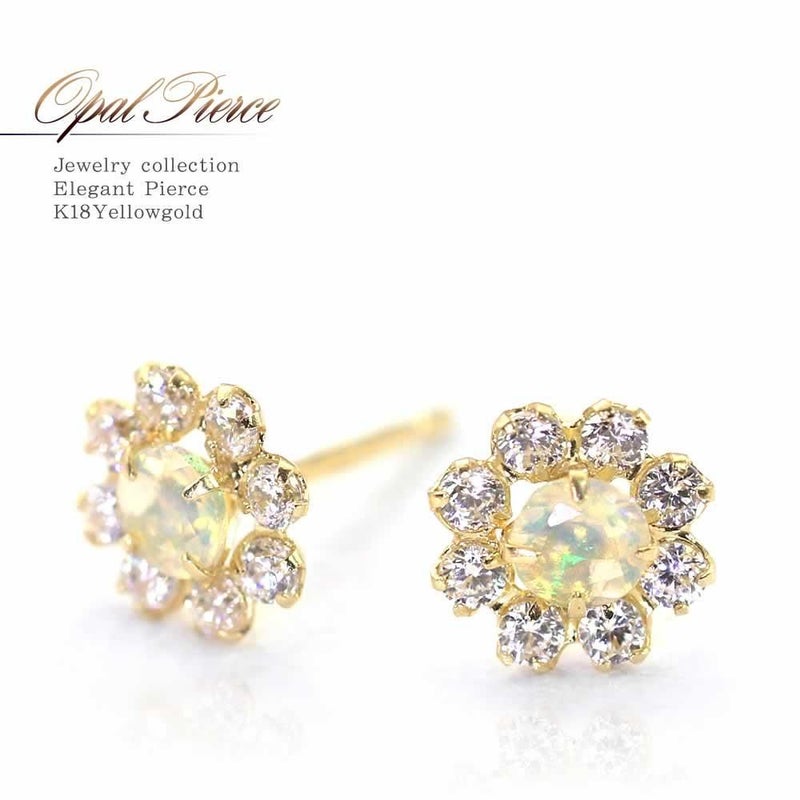 K18YG エチオピアオパール ピアス 10月の誕生石_01