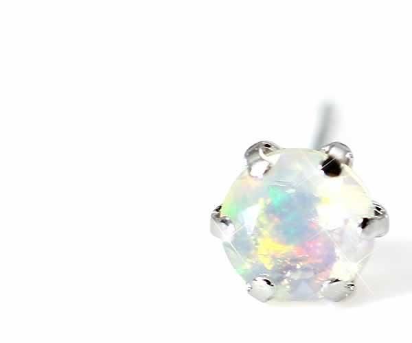 K18WG エチオピア産 オパール ピアス 10月誕生石_03