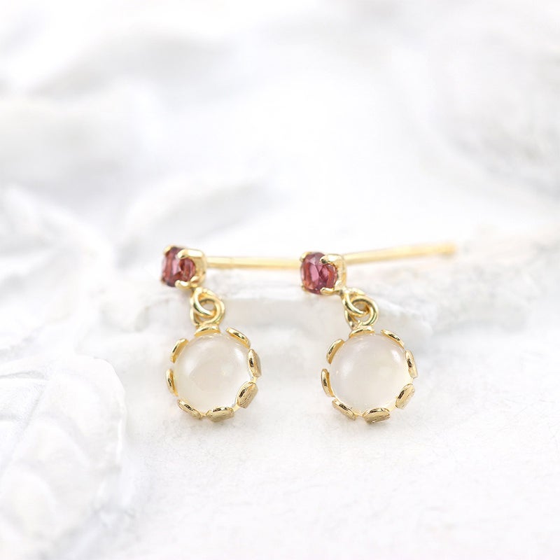 K18YG ムーンストーン＆ピンクトルマリン ピアス 10月の誕生石_10