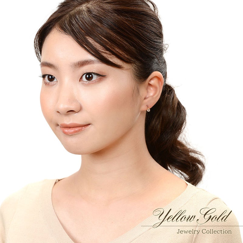 K18YG ムーンストーン＆ピンクトルマリン ピアス 10月の誕生石_12