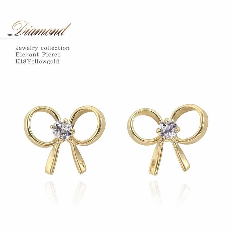 K18YG ダイヤモンド リボンピアス_01