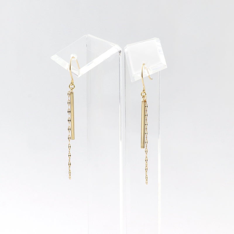 K18YG チェーン＆バーモチーフ フックピアス_09