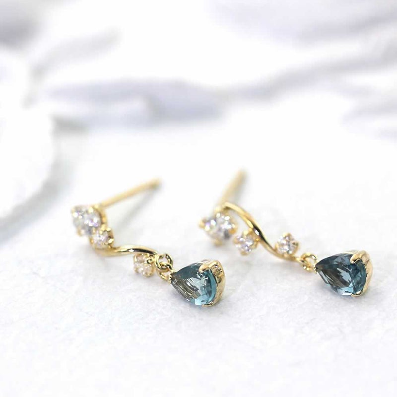 K18YG ロンドンブルートパーズ ピアス 11月の誕生石_02
