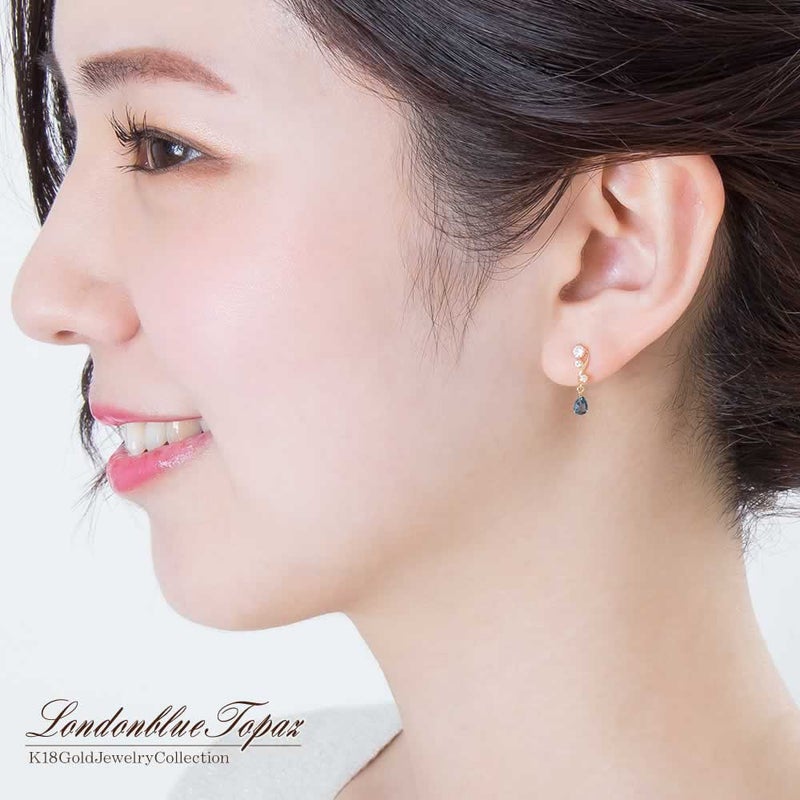 K18YG ロンドンブルートパーズ ピアス 11月の誕生石_05