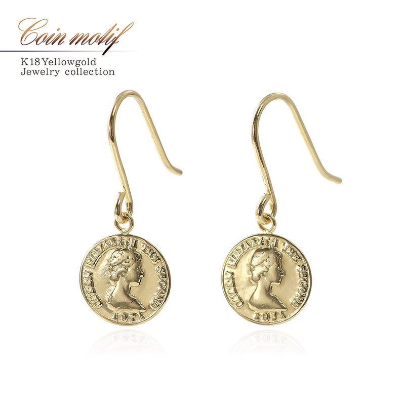 K18YG コイン フックピアス_01