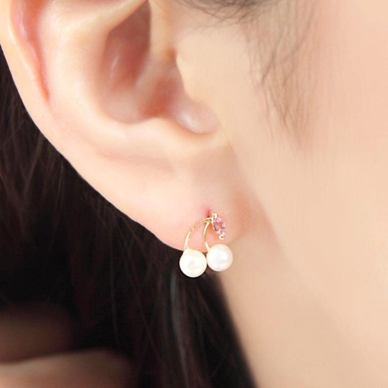 K18YG ピンクトルマリン＆淡水真珠 サクランボピアス_04