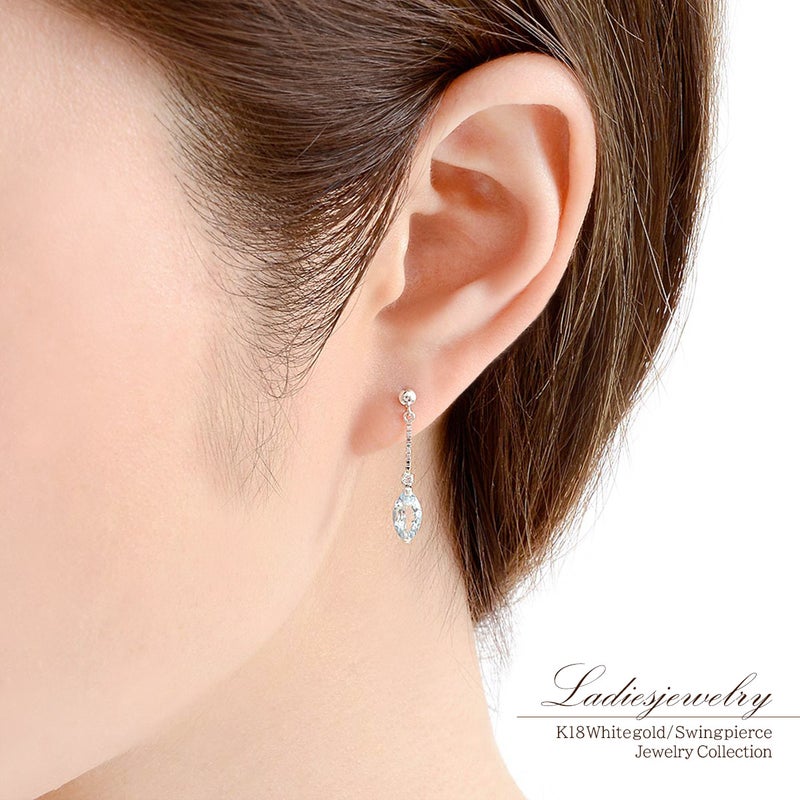 K18WG アクアマリン＆ダイヤモンド ピアス_10