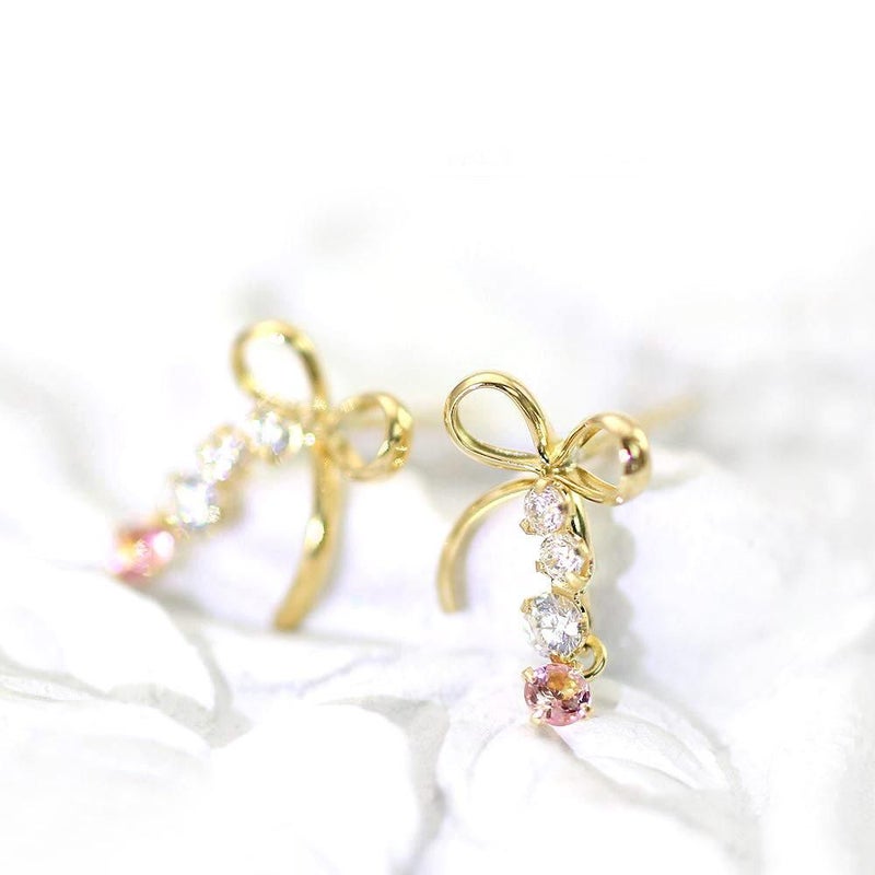 K18YG ピンクトルマリン リボンピアス 10月の誕生石_03