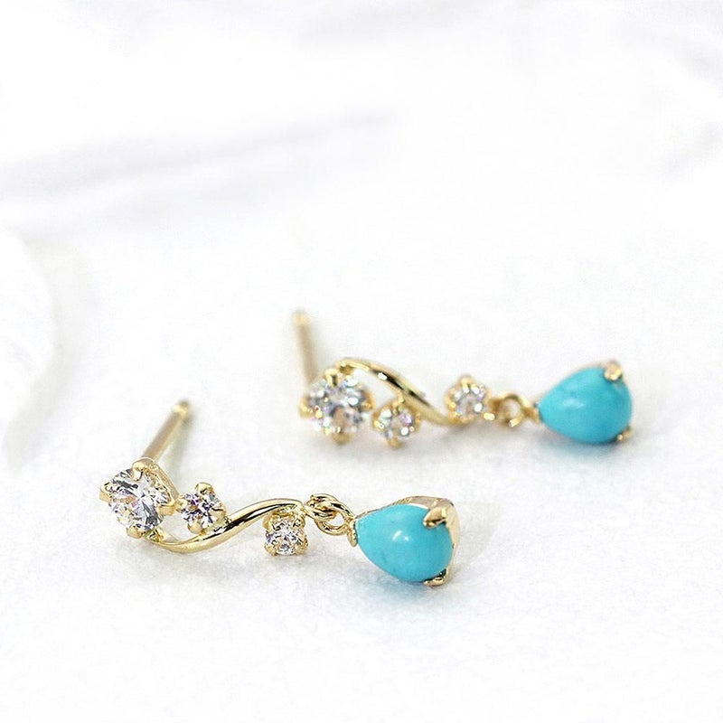 K18YG ターコイズ（トルコ石） ティアドロップピアス_02
