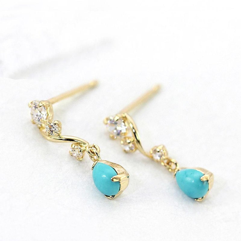 K18YG ターコイズ（トルコ石） ティアドロップピアス_03
