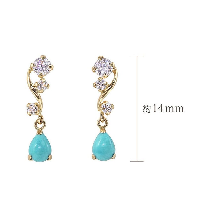 K18YG ターコイズ（トルコ石） ティアドロップピアス_05