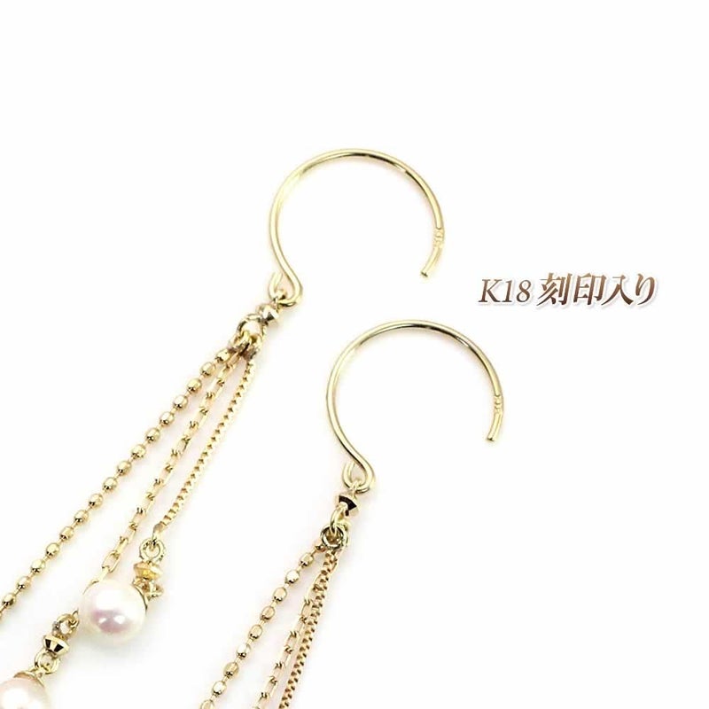 K18YG アコヤ真珠 ロングフックピアス_05