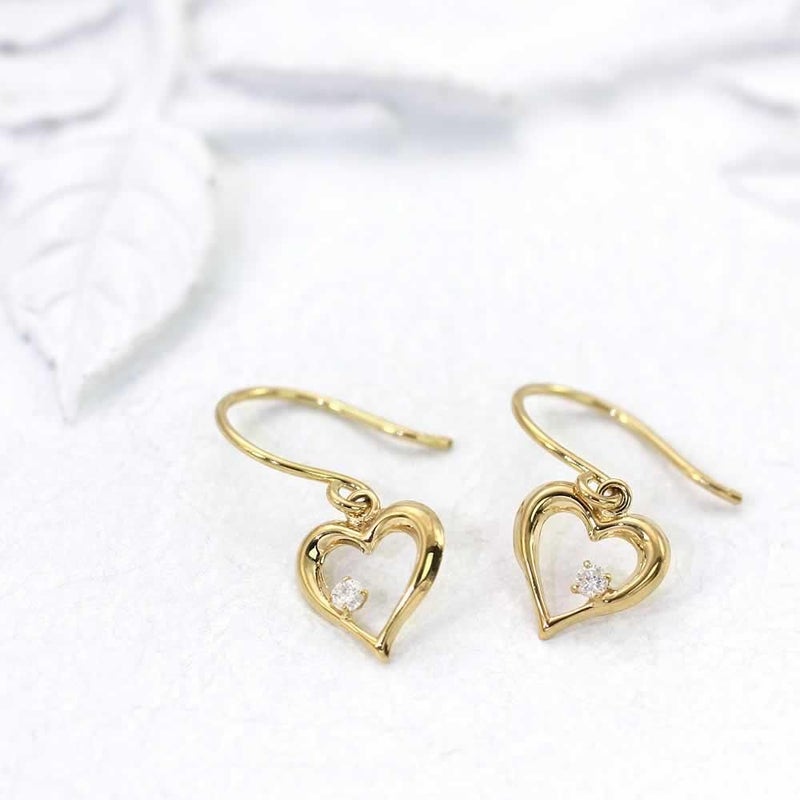 K18YG ダイヤモンド ハート フックピアス_02