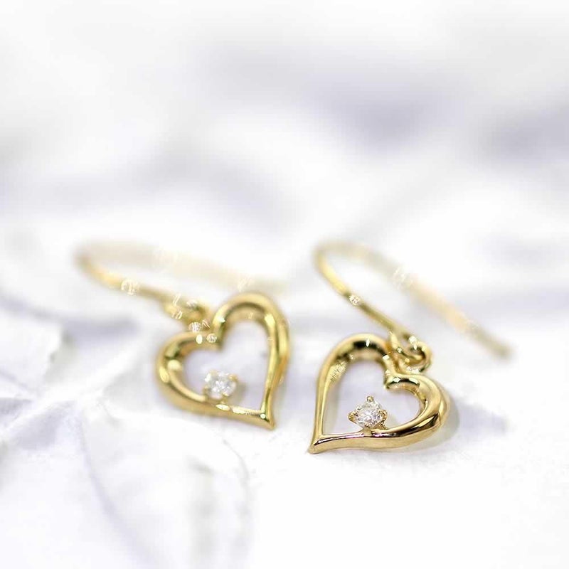 K18YG ダイヤモンド ハート フックピアス_03