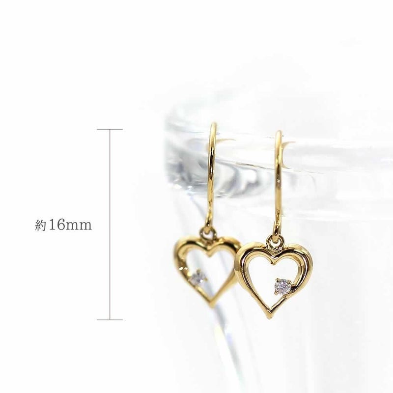 K18YG ダイヤモンド ハート フックピアス_04