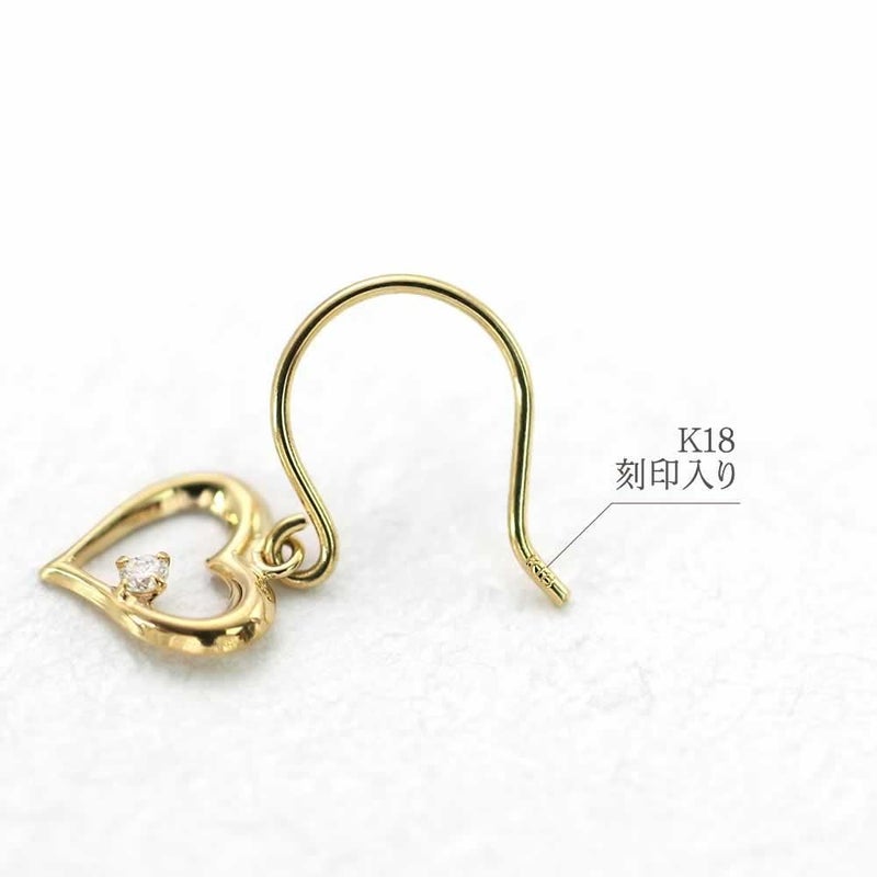 K18YG ダイヤモンド ハート フックピアス_05