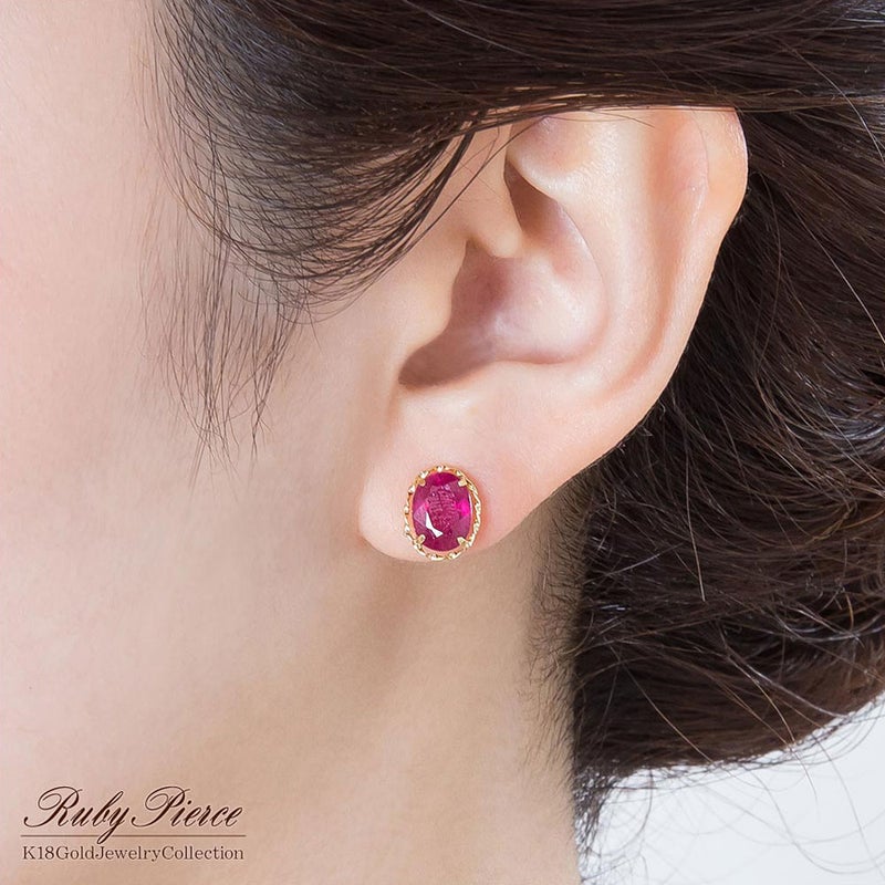 K18YG サファイア ピアス / ルビー ピアス 9月誕生石_05