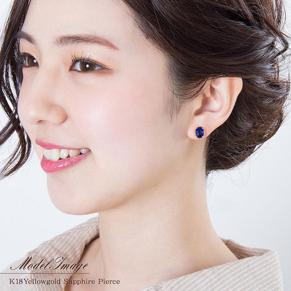 K18YG サファイアピアス/ルビーピアス