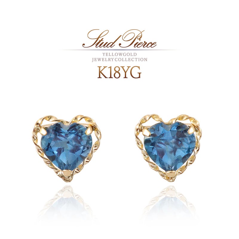 K18YG ロンドンブルートパーズ ハートピアス 11月の誕生石_01