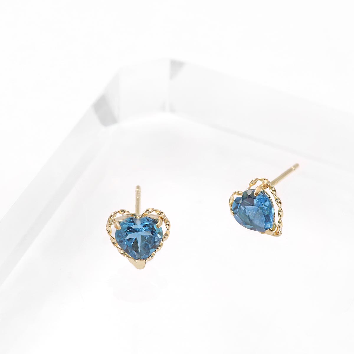 K18YG ロンドンブルートパーズ ハートピアス 11月の誕生石 | Jewelry