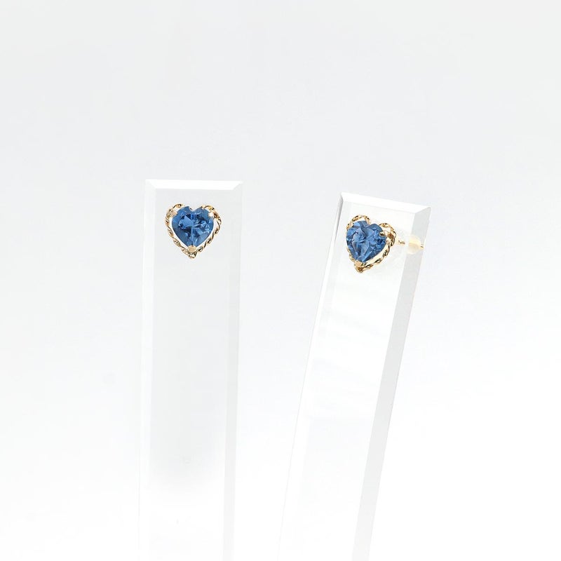 K18YG ロンドンブルートパーズ ハートピアス 11月の誕生石_09